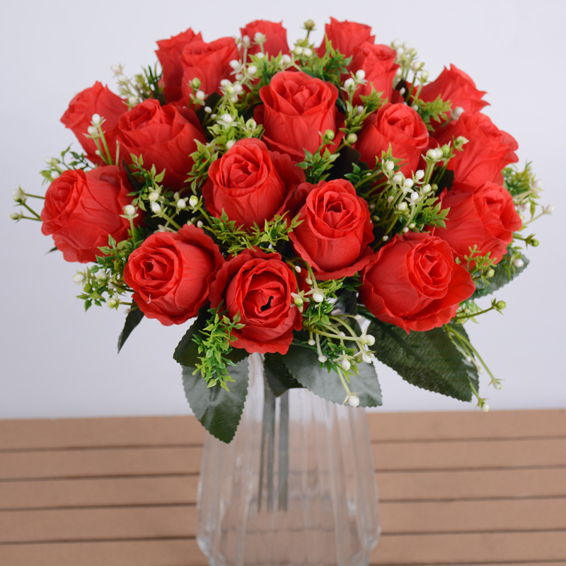 artificial flower rose bridal bouquet large bouquet silk flower wedding bride bridal bouquet wedding fake flower living room decoration wholesale details Picture