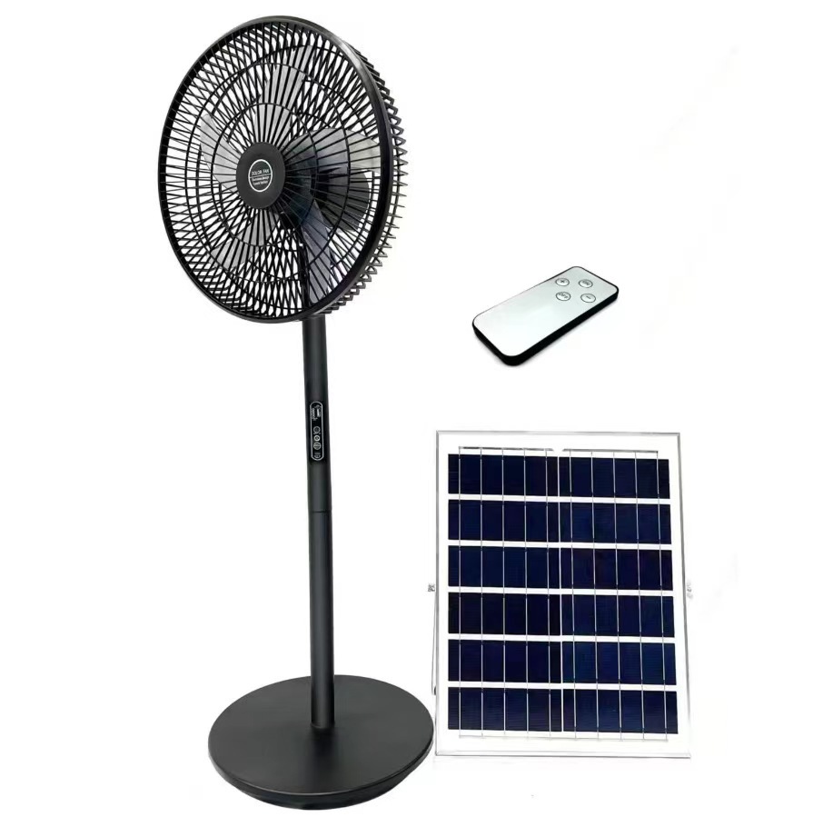 solar fan rechargeable fan large endurance strong wind 16-inch desk fan floor fan export solar fan details Picture