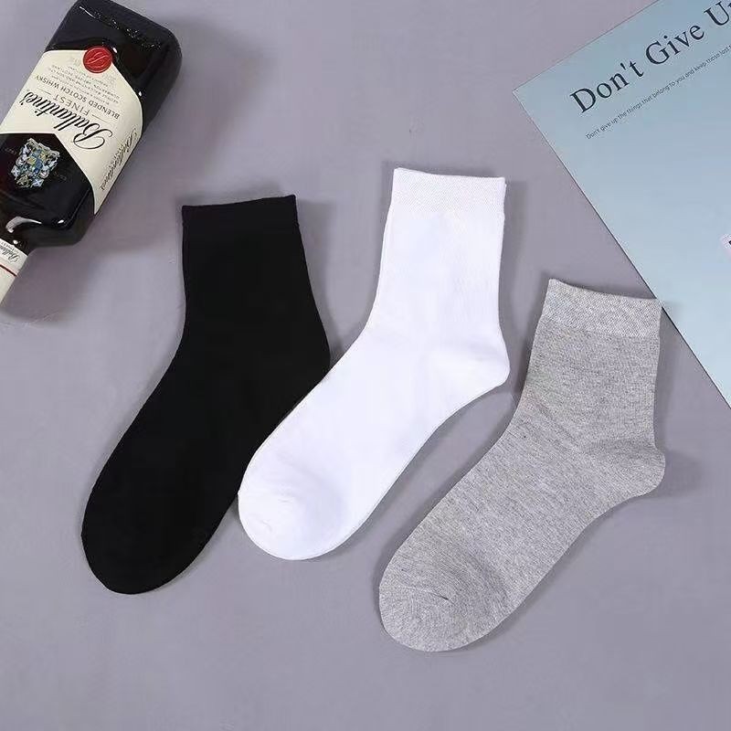 socks men's summer solid color black white gray ankle socks unisex low-cut breathable socks low cut socks wholesale casual Item Picture