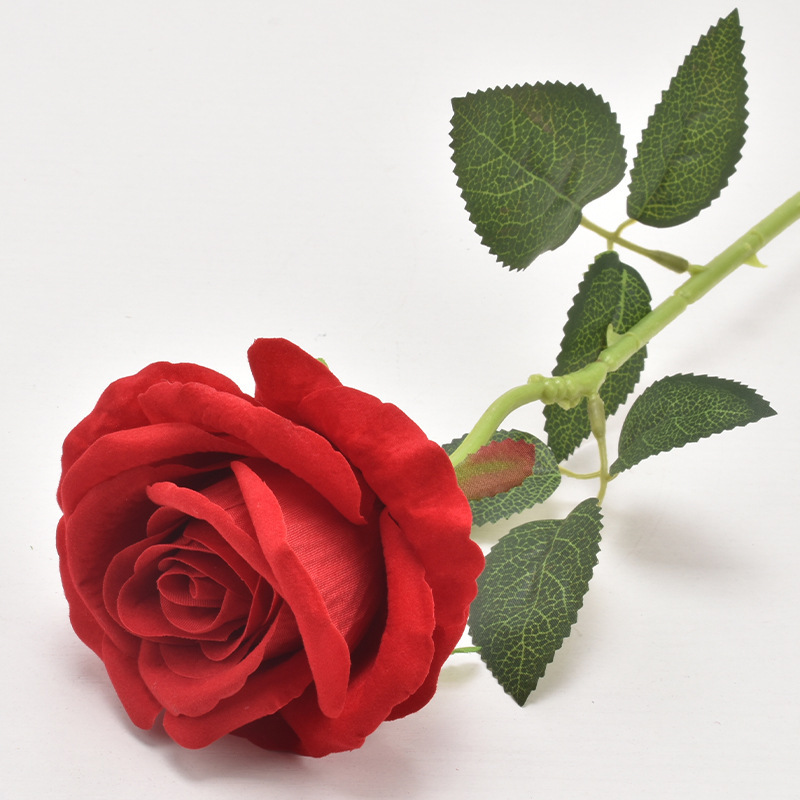 artificial flannel rose single artificial flower artificial flowers wedding home furnishing valentine's day decoration high-grade bouquet wall details Picture