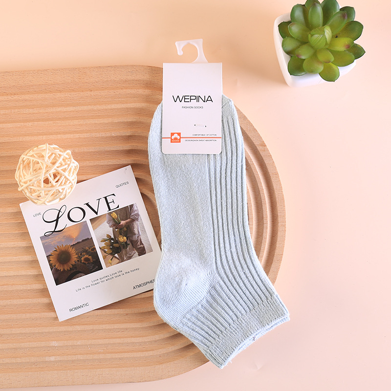 xinjiang cotton socks pure cotton women's socks sweat absorbing and deodorant autumn spring skin-friendly double needle shallow mouth non-slip tight boat socks women Item Picture