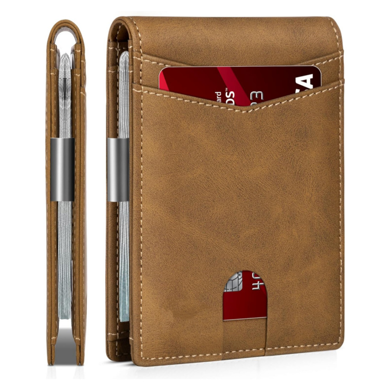 spot european and american fashion wallet wallet men's american gold wallet wallet wallet men's minimalist ultra-thin leather wallet Item Picture