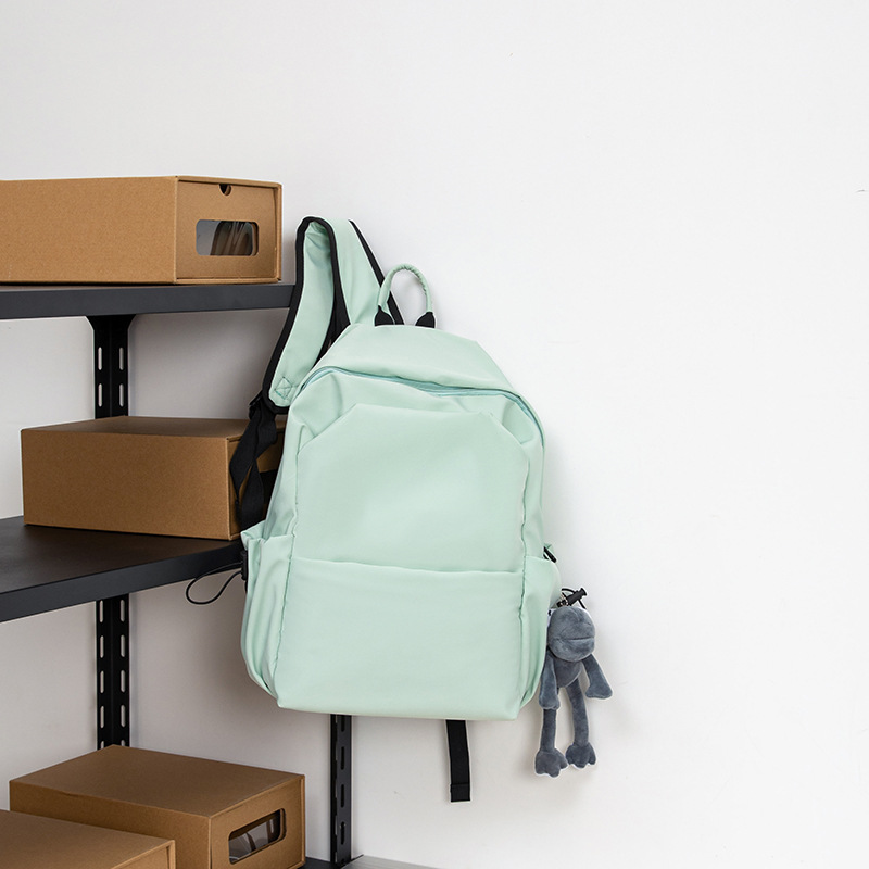 new korean style all-matching school bag men's solid color backpack women's high school backpack college student computer bag high-grade cross-border Item Picture