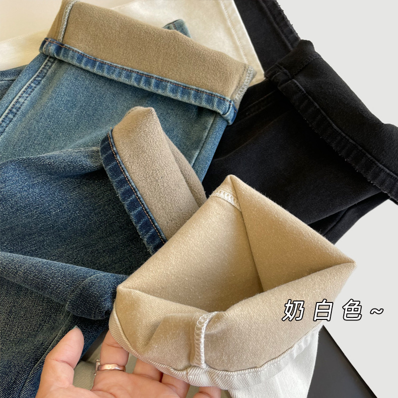 buy without hesitation series! this year's new four-sided stretch spring jeans women's narrow slimming look straight leg straight wide-leg pants details Picture