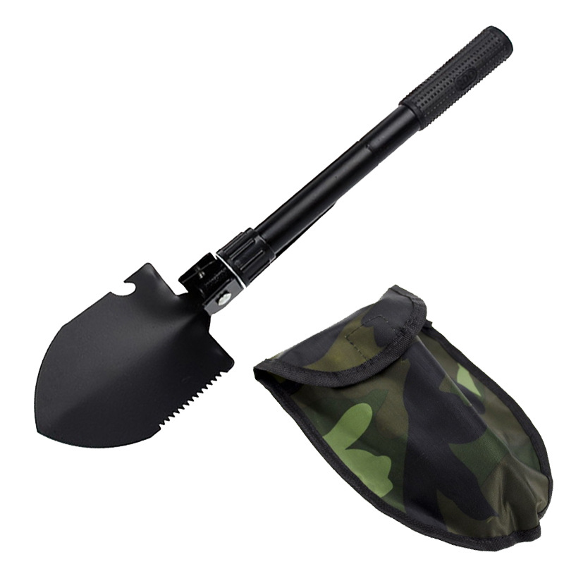 popular outdoor folding soldier shovel multi-functional shovel camping supplies tool survival equipment digging earthworms full figure