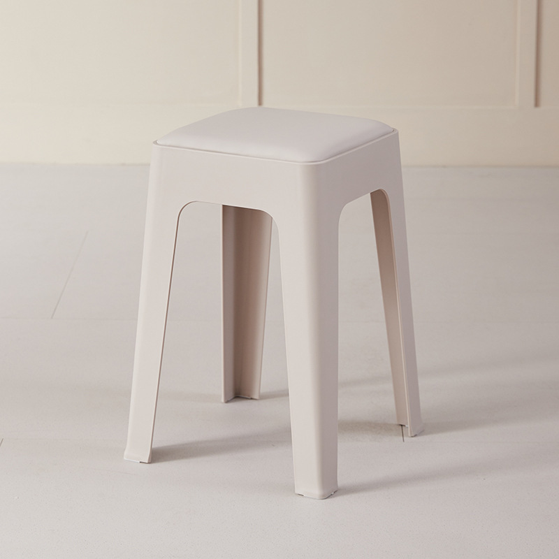 plastic stool household stackable thickened soft bag square stool convenient storage simple high bench non-slip dining table chair full figure