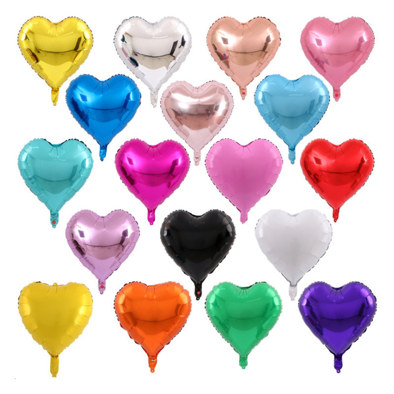 cross-border 18-inch love sparkling style solid color gold silver birthday party deployment and decoration aluminum foil aluminum balloon wholesale full figure