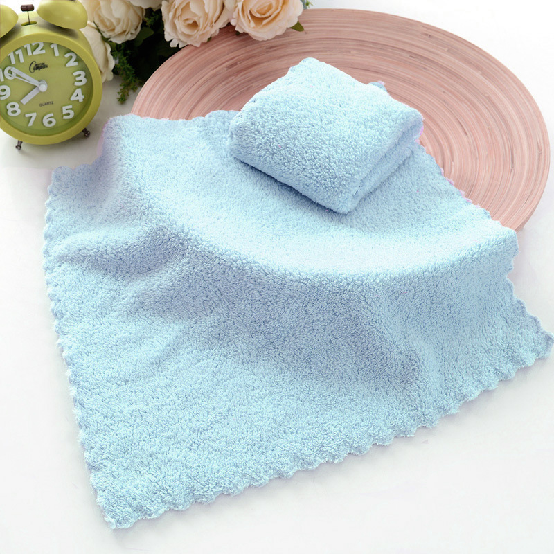 coral fleece 2525 kids' towel face cleaning small square towel makeup remover small tower thickened absorbent Item Picture