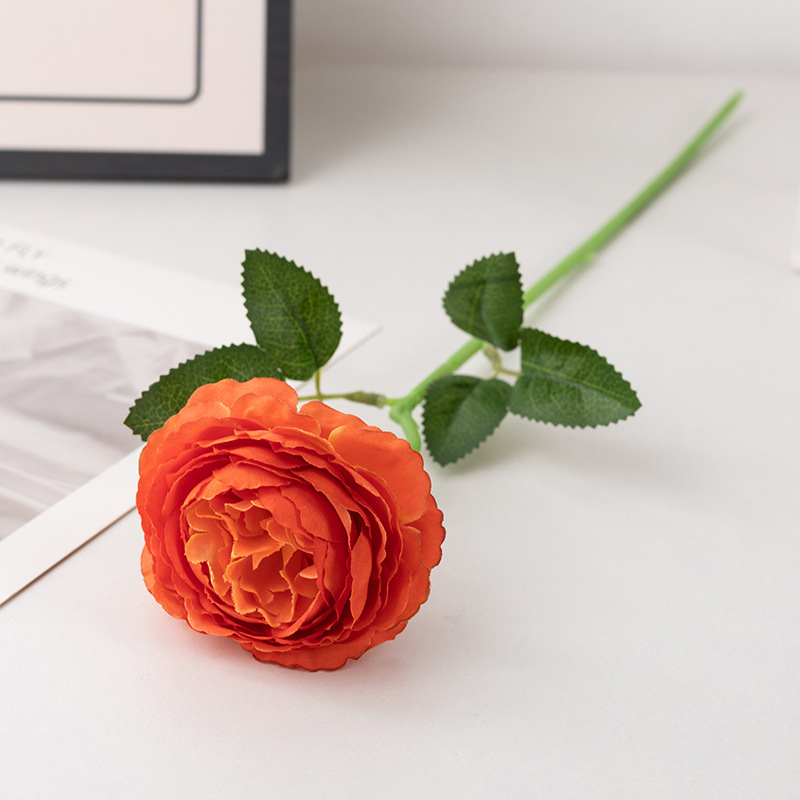 artificial rose single flannel pearl rose home wedding decoration red rose fake flower silk flower valentine rose Item Picture