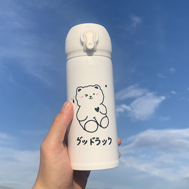 bear water cup girl cute good-looking stainless steel vacuum cup large capacity portable cartoon water cup children cup details Picture