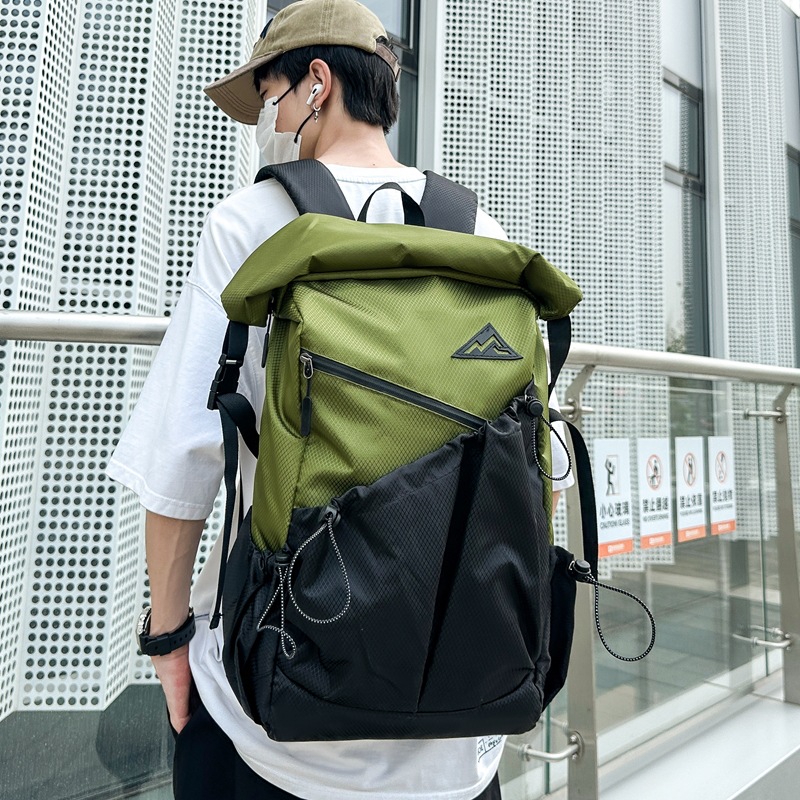 backpack high sense curved edge fashion personality travel leisure sports luggage bag computer backpack college students bag Specification drawing