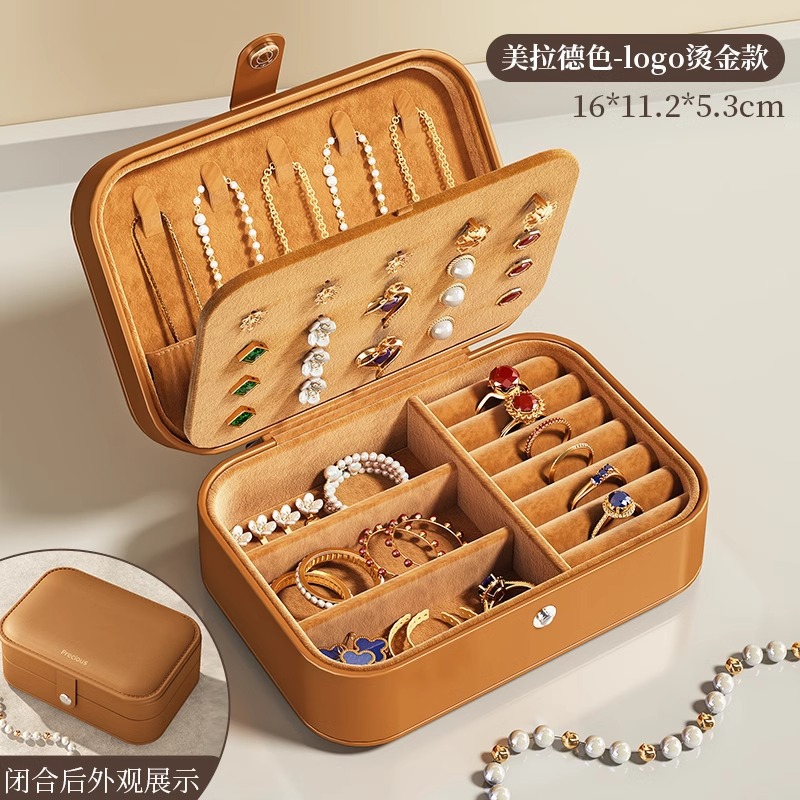 jewelry box high-end delicate earrings stud earrings storage box bracelet ring necklace gold portable jewelry box new Item Picture