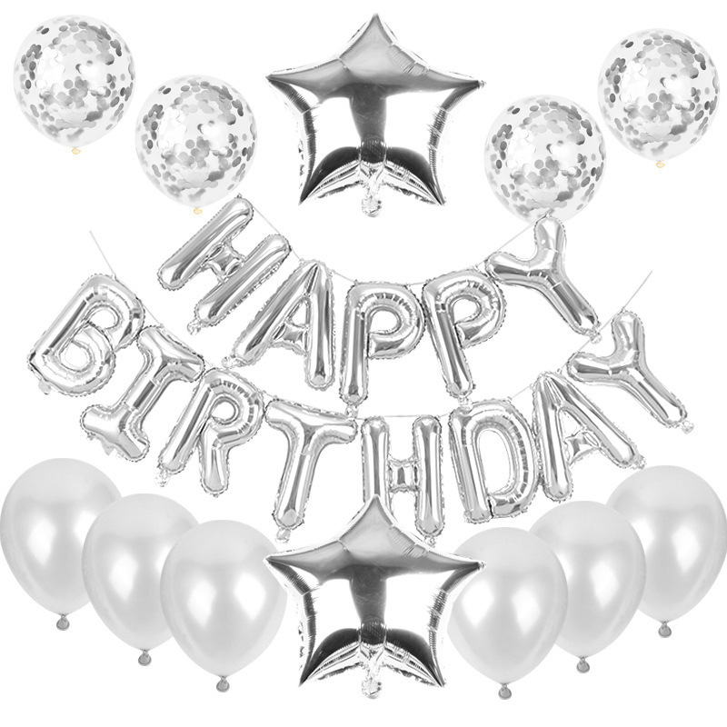 cross-border happy birthday balloon set latex sequined balloon party decoration aluminum film letter birthday atmosphere layout details Picture