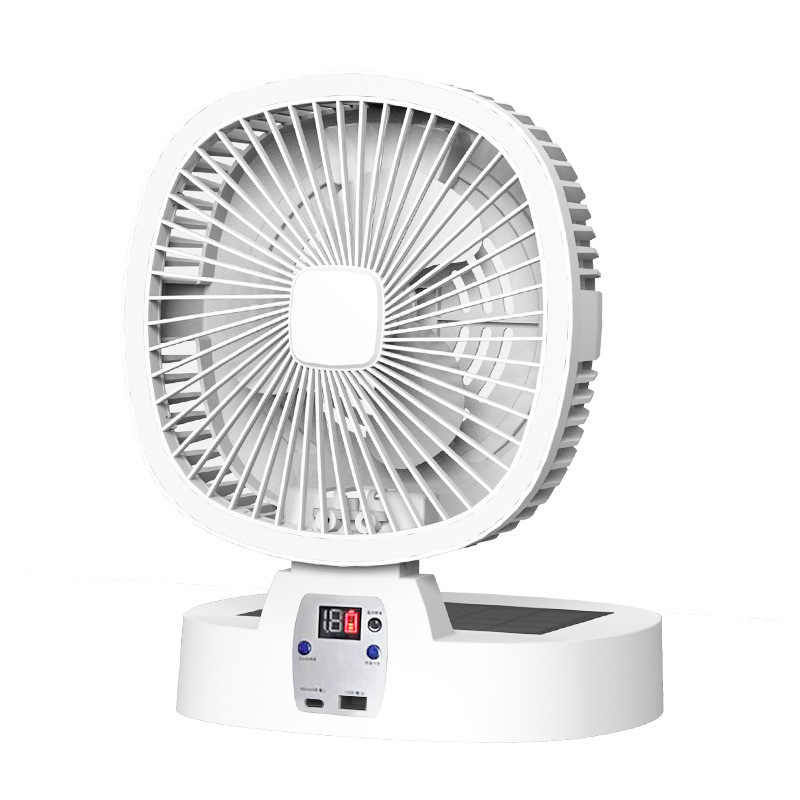cross-border solar mini fan folding table electric fan outdoor camping portable night light desktop thermantidote full figure