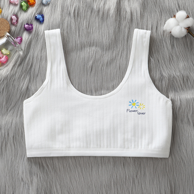 girls' puberty junior and middle school students underwear new tube top wireless vest breathable pure cotton wrapped chest sports bra details Picture