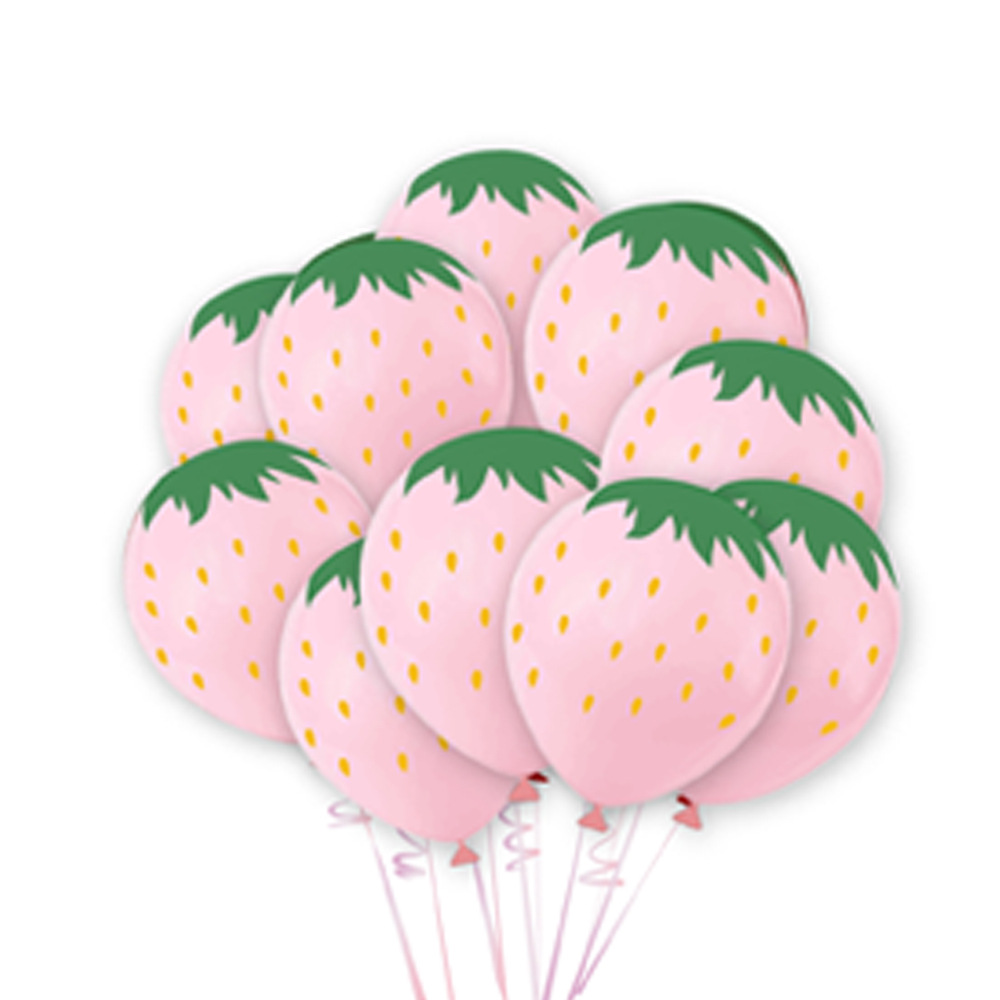 cross-border 12-inch strawberry watermelon balloon scene decorations arrangement birthday party holiday fruit strawberry theme balloon Application Scenario