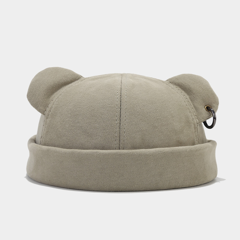 new street fashion men's bear ears yupi chinese landlord hat women's trendy korean style iron hoop hip hop brimless melon skin hat Application Scenario