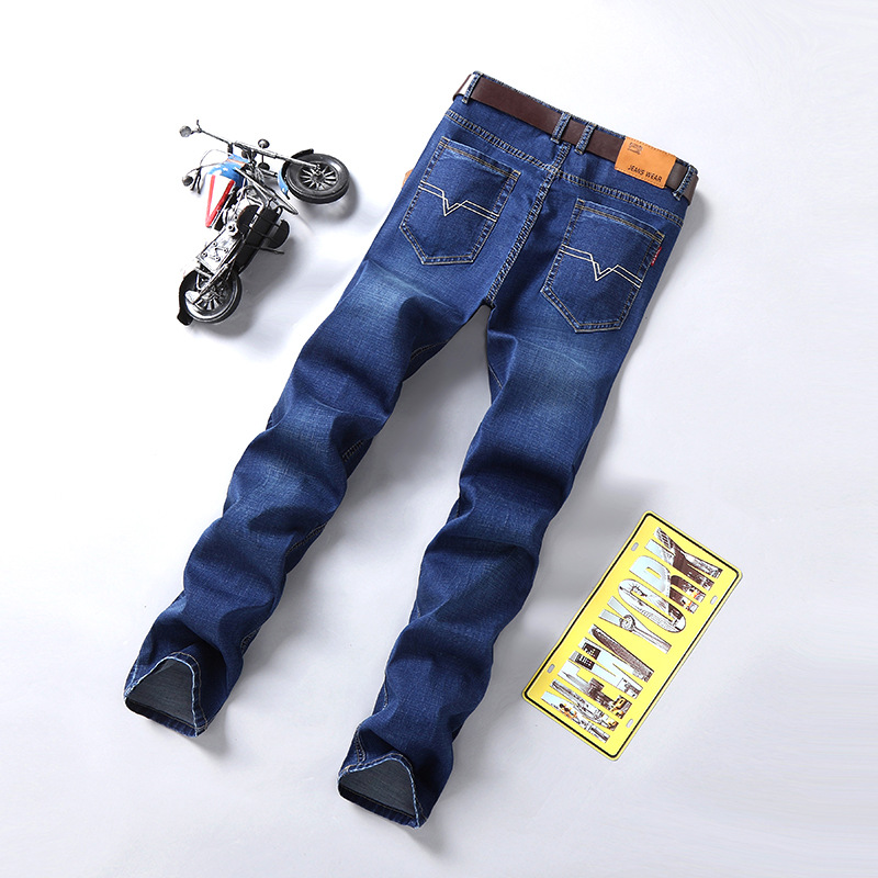 guangzhou xintang 2025 autumn and winter jeans men's loose straight stretch slim fit men's casual long pants fashion Specification drawing