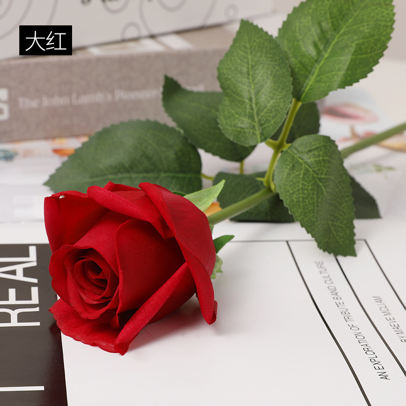 artificial rose single moist feeling emulational rose flower fake flower furnishings wedding bride holding rose bouquet full figure