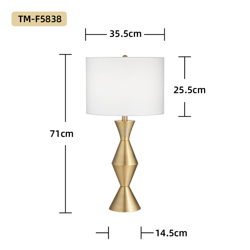 cross-border table lamp bedside high-grade modern chinese style hotel table lamp living room bedroom metal fabric large table lamp details Picture