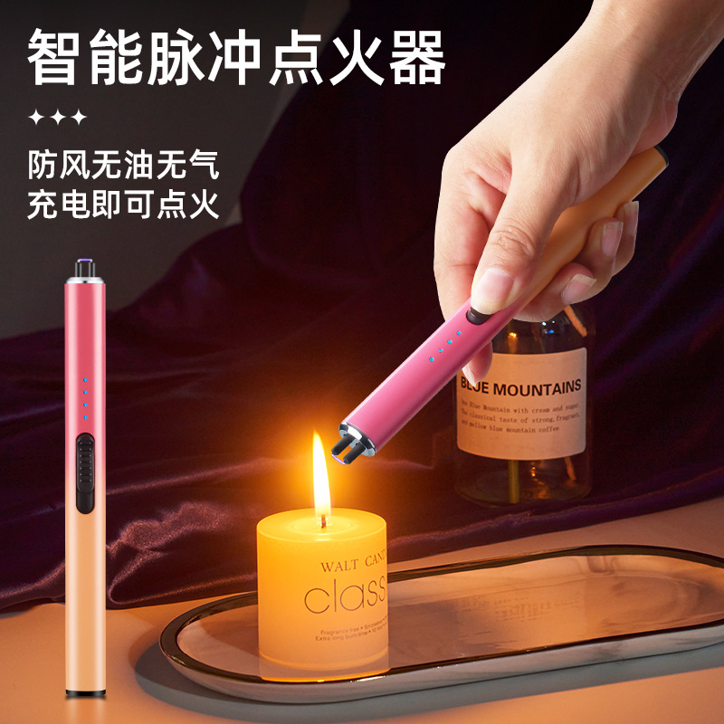 new fashion long pulse igniter charging electric arc lighter type-c fast charge burning torch cross-border full figure