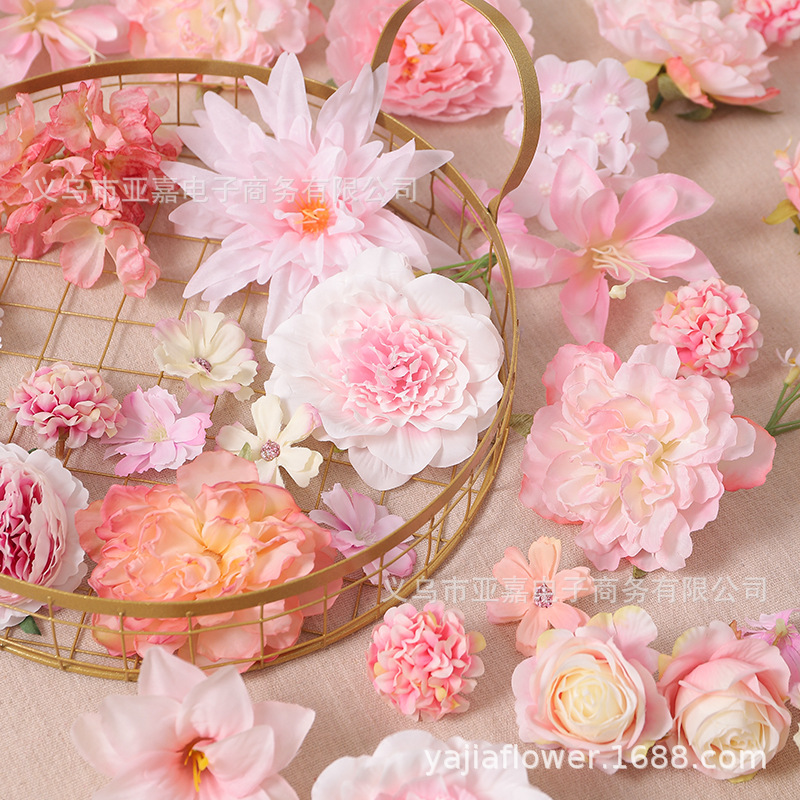 pink artificial flower fake flower diy handmade hanfu hairware accessories wedding celebration flower wall cartoon backpack gu mei material details Picture