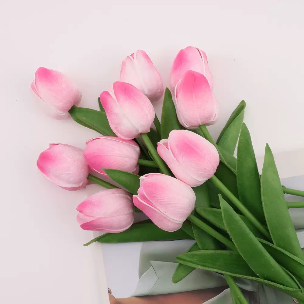 pu mini tulip wholesale home decoration artificial flowers simulation plant hand holding fake flower for wedding landscaping props Item Picture