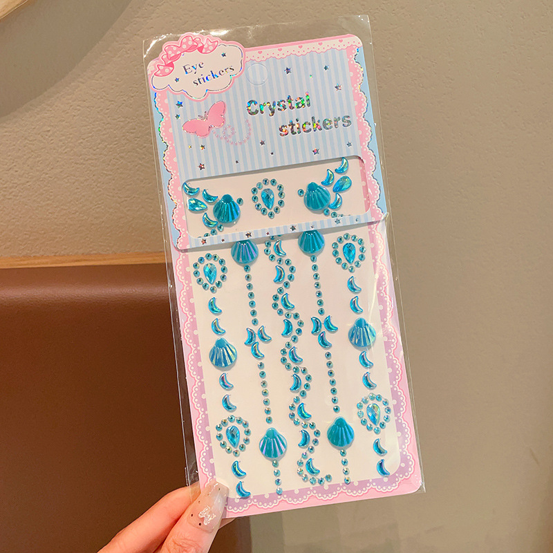 children's crystal stickers colorful pearl makeup face pasters mermaid diamond stickers little girl face sticker ornament gem Application Scenario