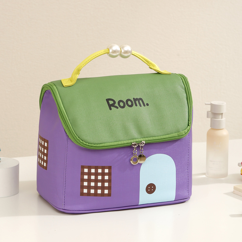 dopamine house cosmetic bag women's large capacity partition portable 2025 new waterproof travel product carrying case Specification drawing