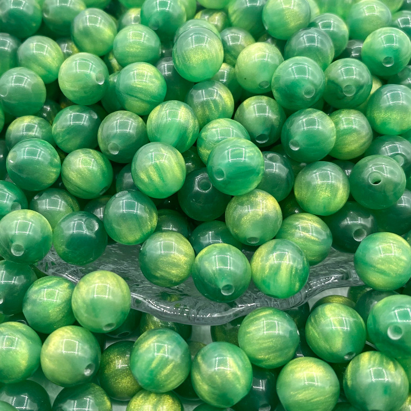 resin streamer gilding beads handmade beaded diy bracelet ornament scattered beads straight hole round beads decorations material accessories full figure