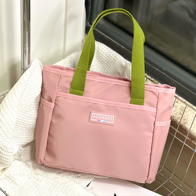 new contrast color korean style niche handbag work commuter hand carrying file snack sundry bag lunch bag mummy bag full figure