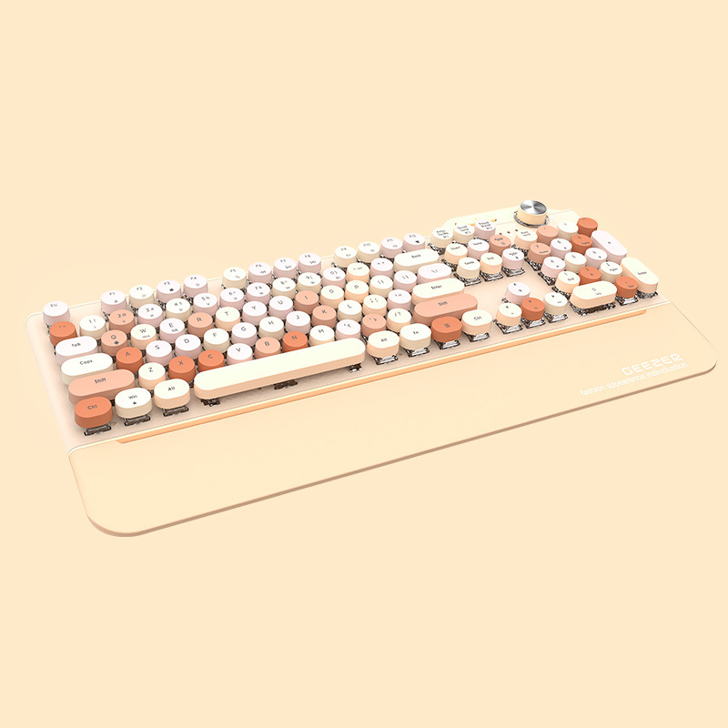 geezer g7 mechanical keyboard bluetooth 2.4g wireless wired charging three-mode game office boys and girls round parts full figure