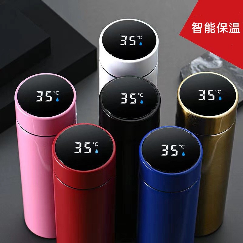intelligent temperature measuring vacuum cup 304 stainless steel water cup portable home cup gift cup wholesale lettering logo full figure