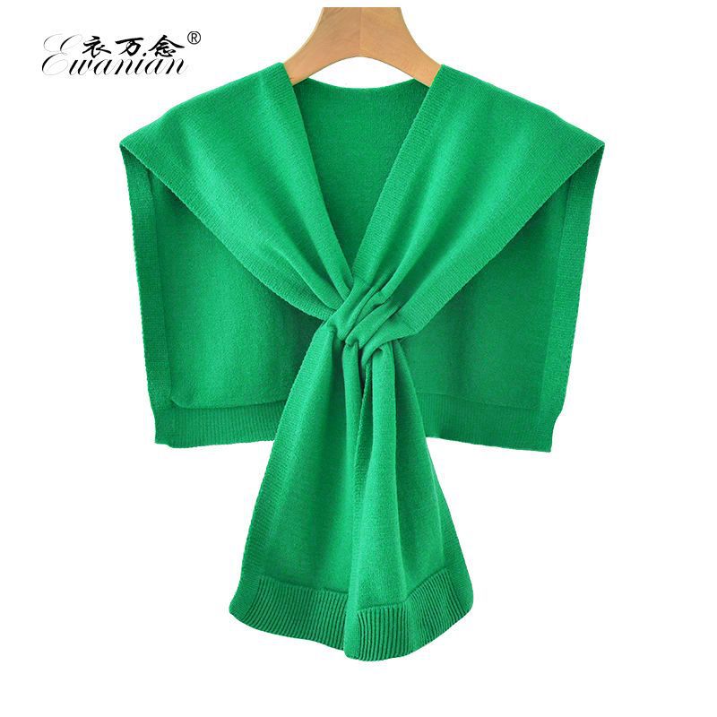 knitted shawl outer match cross knotted waistcoat office air-conditioned room cervical support shoulder scarf simple style Application Scenario
