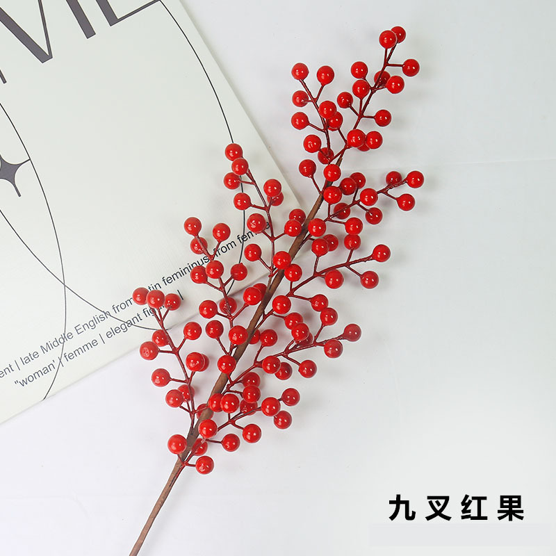 artificial fortune fruit simulation hollyberry lunar new year flower domestic ornaments red berry simulation chinese hawthorn new year decoration details Picture