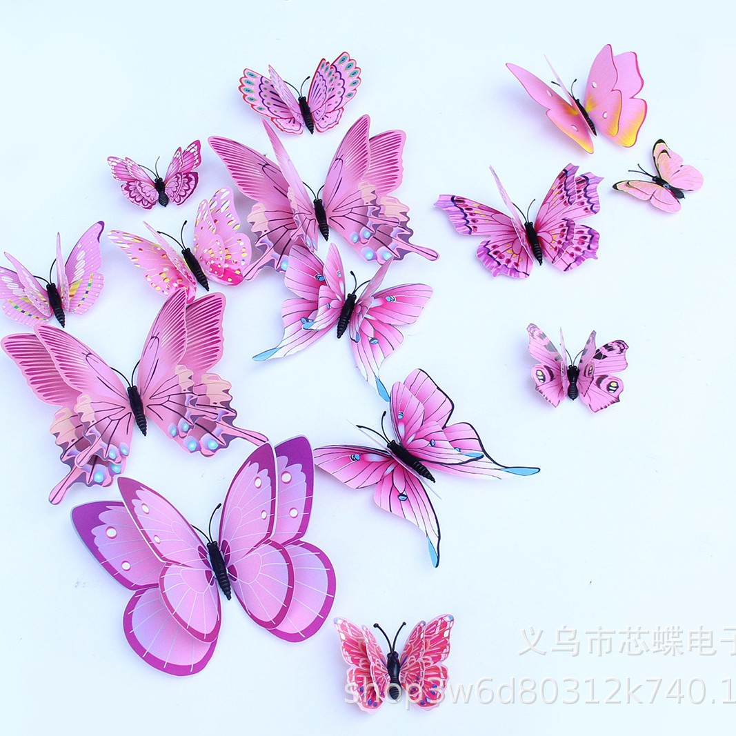 3d double-layer butterfly home decoration simulation butterfly pvc colorized butterfly wall sticker magnet style Specification drawing
