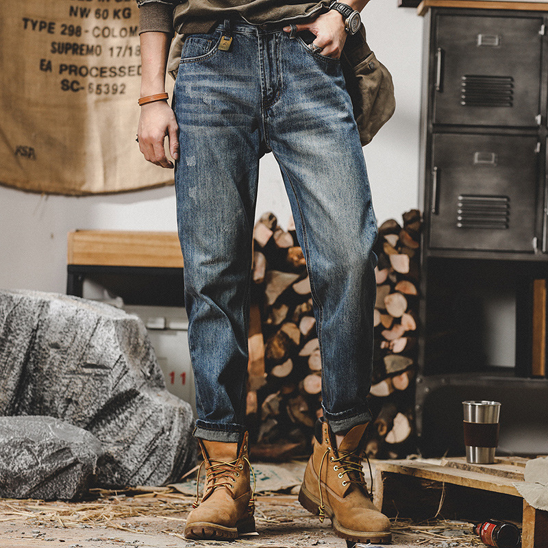 american retro spring and autumn jeans men's 2025 loose straight trendy brand pants men's washed stonewashed casual pants men Application Scenario