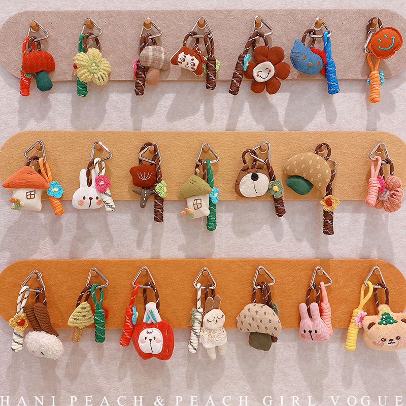hd10145a06 fabric mori artistic mushroom bunny doll car keychain mobile phone charm bag ornaments for women full figure