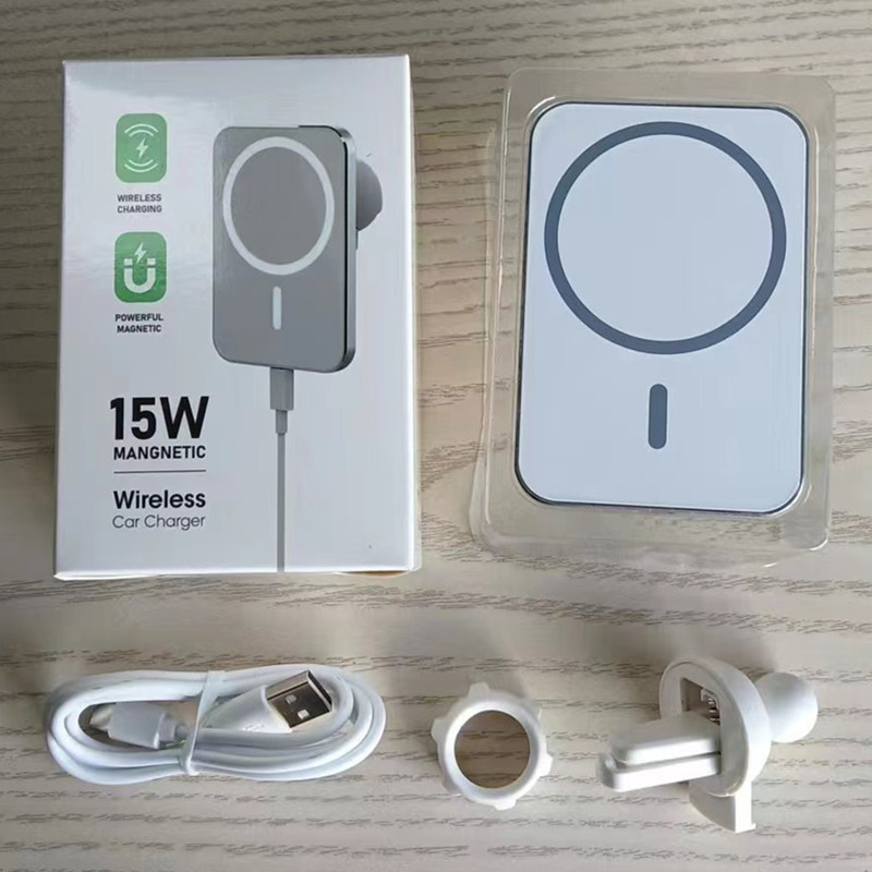 n52 strong magnetic 15w car magnetic wireless mobile phone charger magsafe magnetic suction air outlet mobile phone holder details Picture