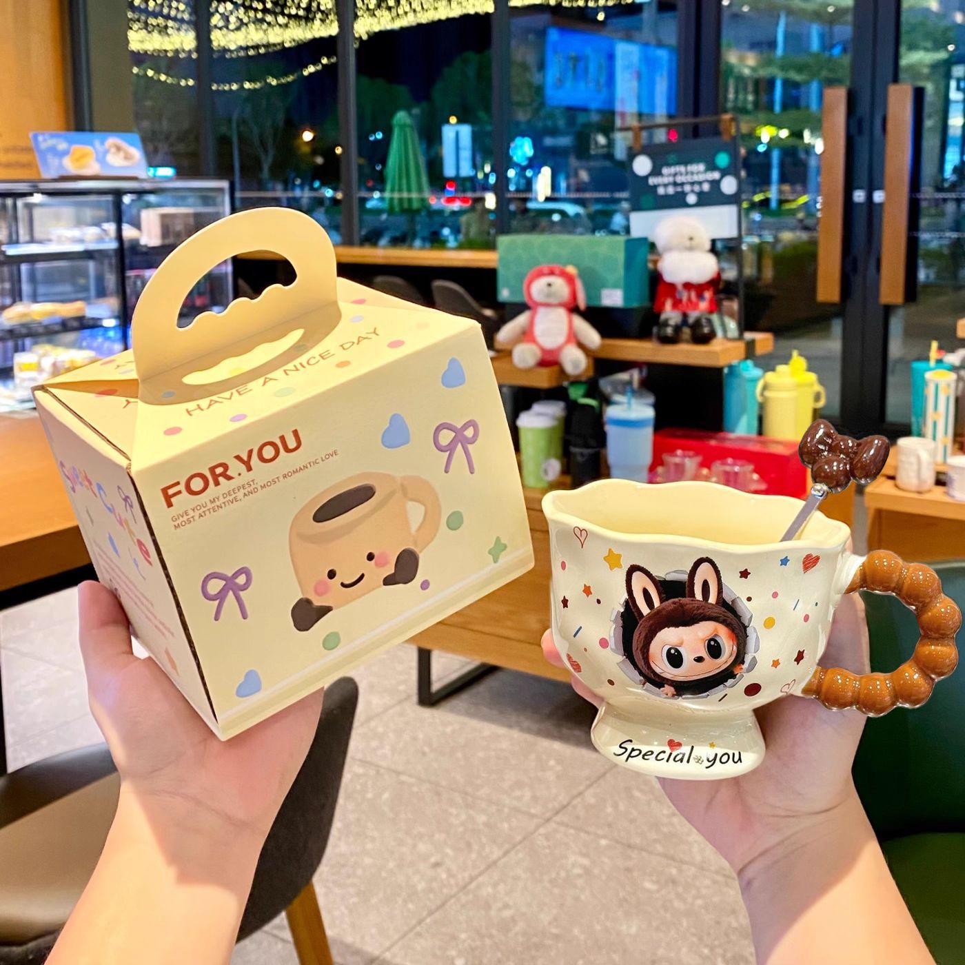 cloth mug bubu cup good-looking ceramic girl couple's birthday present water cup hand gift cartoon Specification drawing