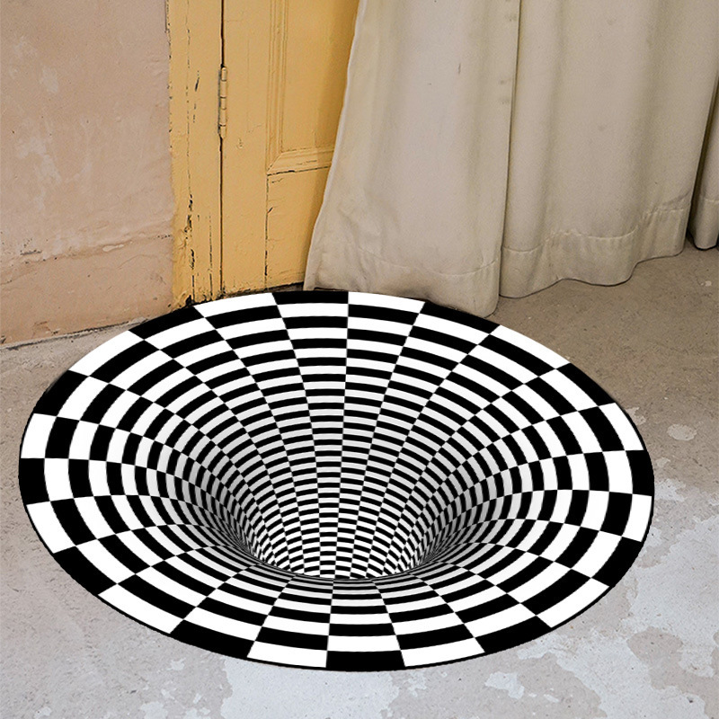 wholesale cross-border visual vortex carpet household computer chair crystal velvet carpet living room stain-resistant easy to care skid resistance blanket Specification drawing