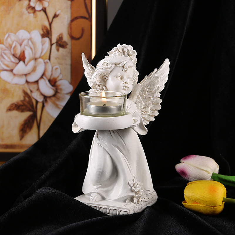 european-style retro angel candlestick decoration resin home desktop decoration romantic candlelight dinner atmosphere decoration props Specification drawing