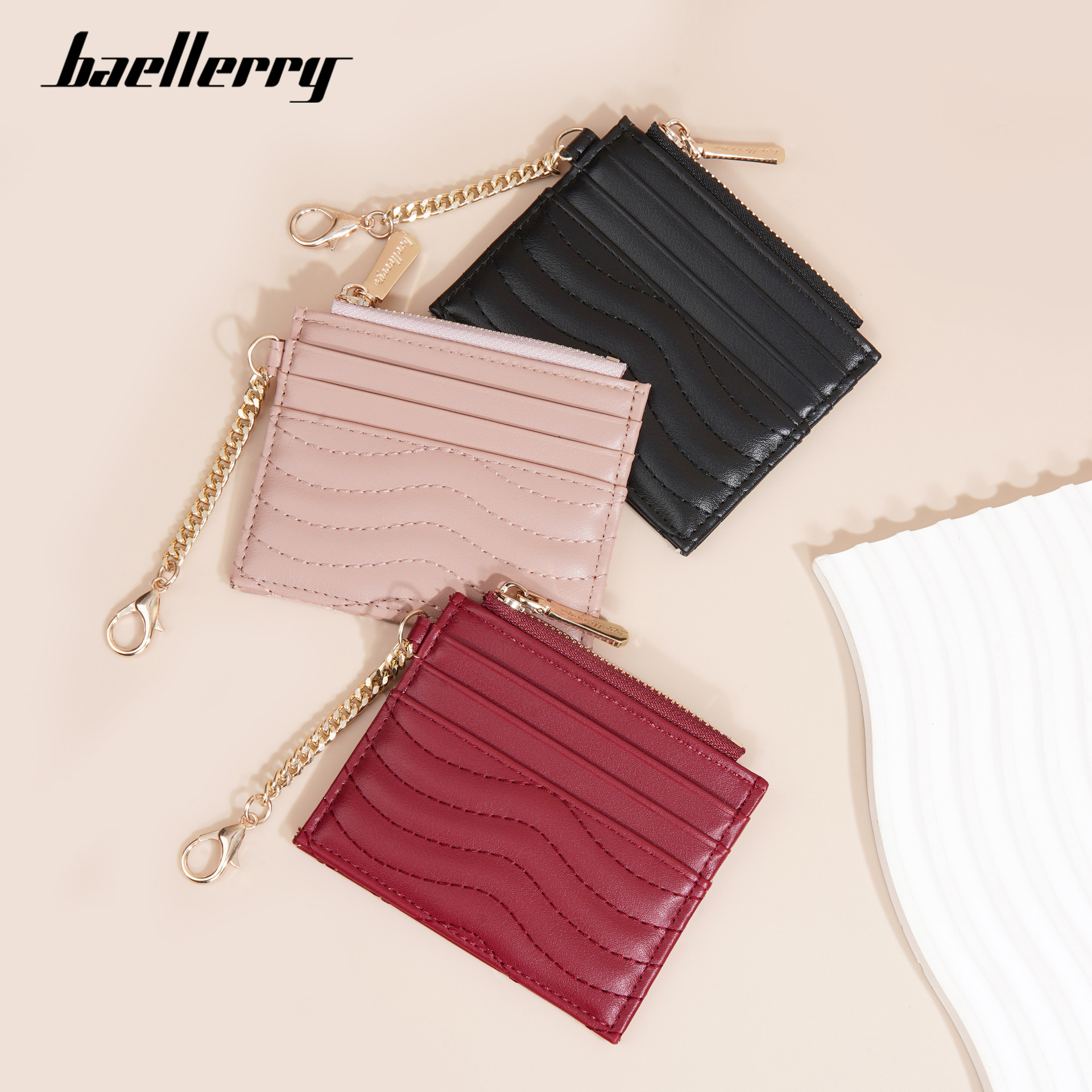 new ladies card holder baellerry cross-border quilted multiple card slots chain coin purse mini small coin purse Specification drawing
