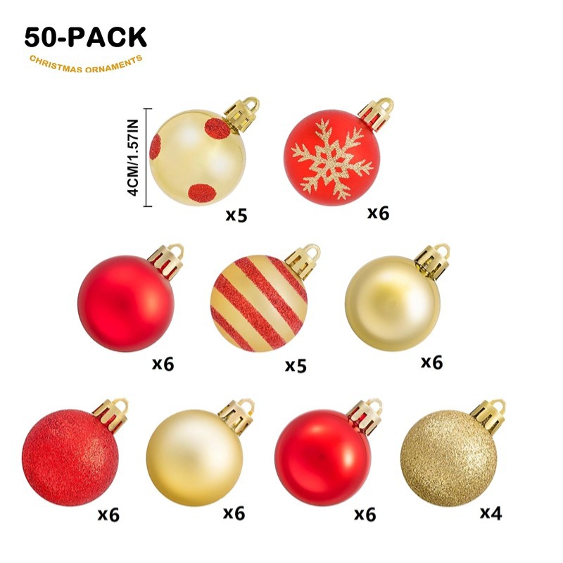 cross-border new arrival christmas decorations christmas tree pendant 4cm christmas ball 70 christmas plastic ornament ball pendant details Picture