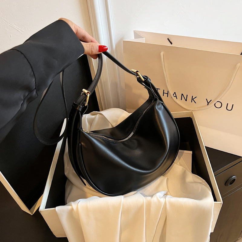 solid color single-shoulder bag bag female 2023 new internet celebrity minimalist shoulder underarm bag soft pu messenger bag wild dumpling bag Specification drawing