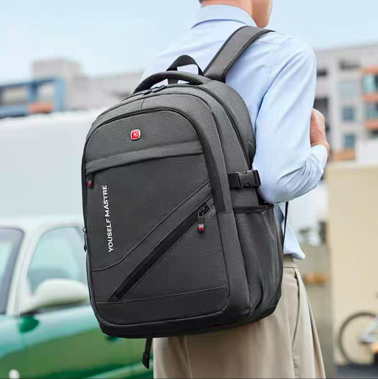 backpack men's large capacity business travel bag computer backpack hiking backpack junior high school college students schoolbag lightweight details Picture