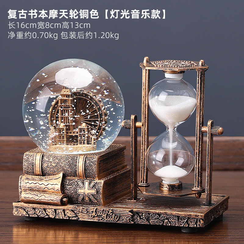retro sand clock timer crystal ball music box table decorative ornaments birthday gift for girls practical home details Picture