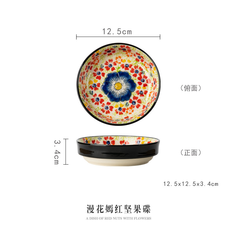 cross-border large capacity office home good-looking hand-painted flower mug creative coffee milk breakfast cup nordic Specification drawing