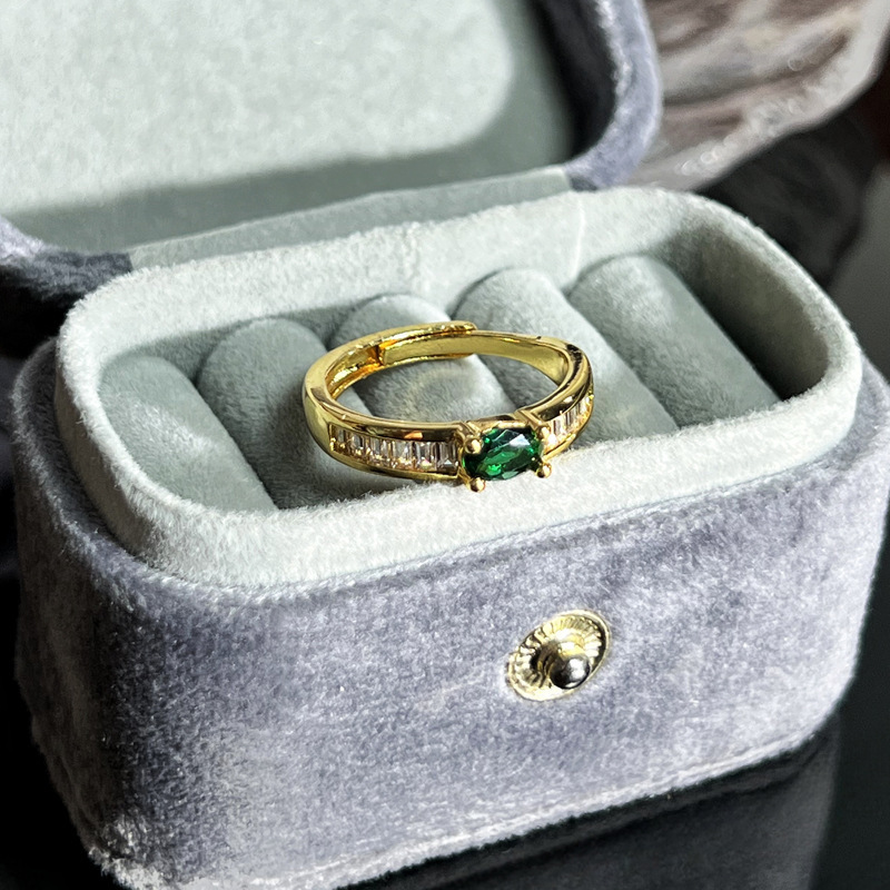 tik tok live stream colored gems series open ring women's simple fashion minority design sweet cool light luxury high-grade accessories Specification drawing