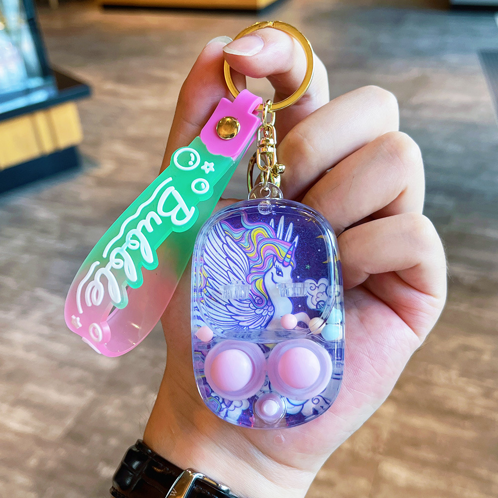 creative decompression game water machine keychain cartoon cute sanrio toy students' school bag pendant gift wholesale Item Picture